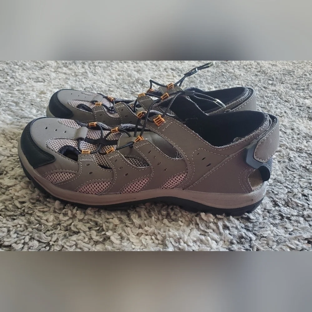 Mossimo Supply Co. Gray‎ Leather Slip On Draw Cord Sport Sandals Men's Shoe 10